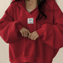 Ezwear sudadera con capucha casual de mujer con bordado de letras, para otono/invierno