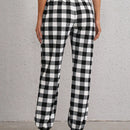 Pantalones De Dos Tonos De Cuadros Para Mujer
