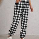 Pantalones De Dos Tonos De Cuadros Para Mujer