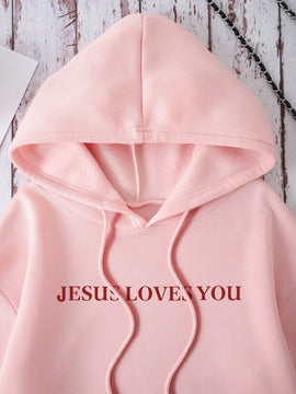 Ezwear sudadera con capucha casual para mujer, impresion de eslogan, otono/invierno
