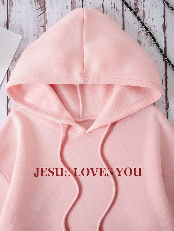Ezwear sudadera con capucha casual para mujer, impresion de eslogan, otono/invierno