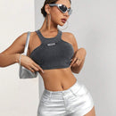 ICON Pantalones Cortos De Mezclilla Para Mujer De Ajuste Estrecho Con Tela Metalica