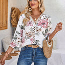 EMERY ROSE Camisa Blanca De Mujer Con Estampado Floral Para Verano, Mangas De Longitud Media, Y Parches De Encaje Con Estampado Floral