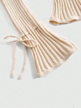ROMWE Kawaii Sensual sueter crema-blanco de cuello alto con hombros descubiertos y ajustado al Body con cuello vuelto y lazo para mujer