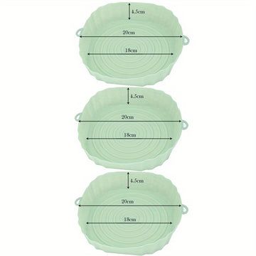 3pcs Revestimientos de Silicona para Freidora de Aire (18.01cm) - Reutilizables, Bandejas de Horneado Antiadherentes y Cuencos para Cesta para una Limpieza Fácil - Accesorios Versátiles para Horno para Cocinar de Forma Saludable