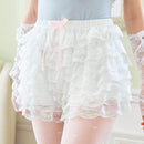 ROMWE Kawaii Dulces Pantalones De Seguridad De Encaje Con Lazo De Pastel Para Mujeres