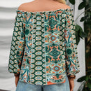 VCAY Blusa De Mujer Con Mangas Largas Y Hombros Descubiertos Con Estampado