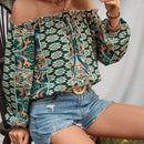 VCAY Blusa De Mujer Con Mangas Largas Y Hombros Descubiertos Con Estampado