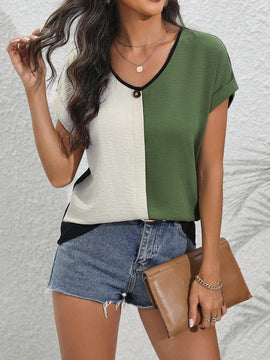 Camisa Con Dee De Botones En Bloques De Color