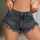 SXY Shorts De Mezclilla Con Dobladillo Deshilachado