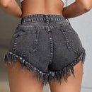 SXY Shorts De Mezclilla Con Dobladillo Deshilachado