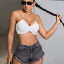 SXY Shorts De Mezclilla Con Dobladillo Deshilachado