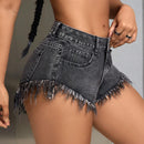 SXY Shorts De Mezclilla Con Dobladillo Deshilachado
