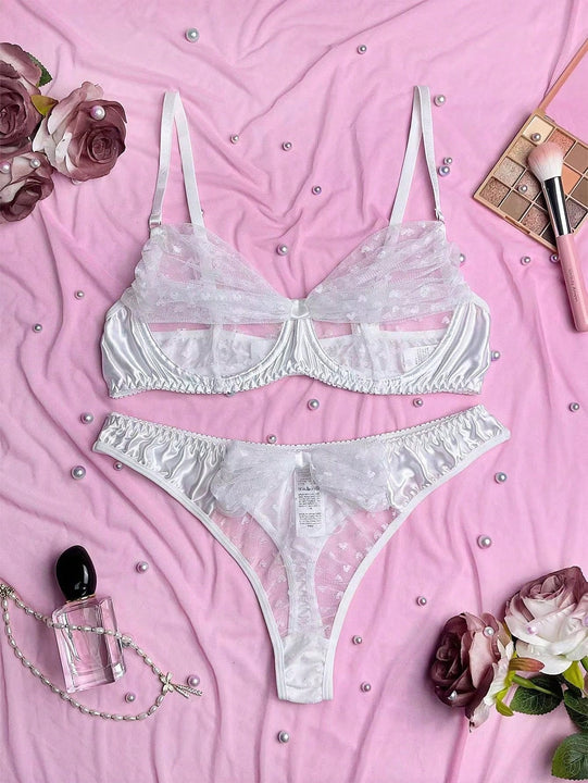 Conjunto De Ropa Interior De Malla Sexy Con Anillo De Acero Para Mujeres (temporada De Bodas)