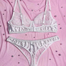 Conjunto De Ropa Interior De Malla Sexy Con Anillo De Acero Para Mujeres (temporada De Bodas)