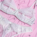 Conjunto De Ropa Interior De Malla Sexy Con Anillo De Acero Para Mujeres (temporada De Bodas)