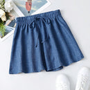 Pantalones Cortos Holgados Con Nudo Frontal De Cintura Alta Para Mujeres