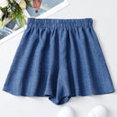 Pantalones Cortos Holgados Con Nudo Frontal De Cintura Alta Para Mujeres
