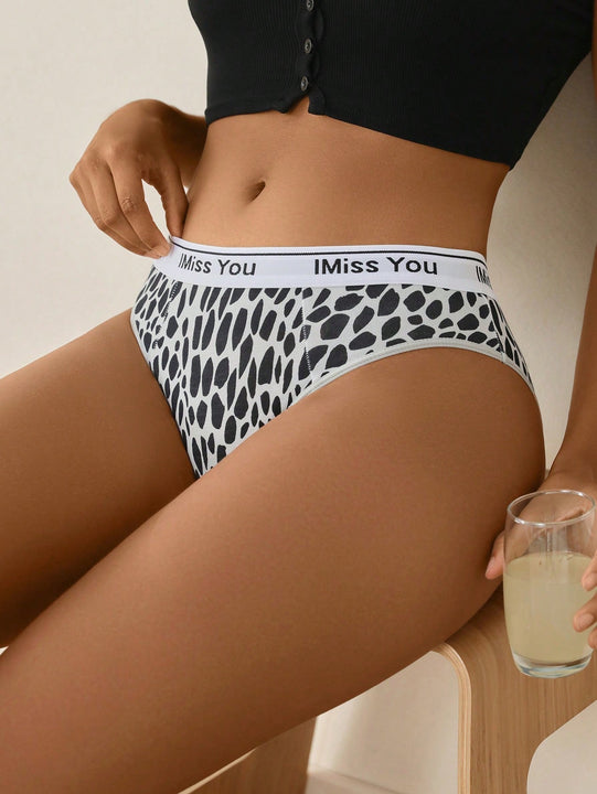 Pantalones Cortos Para Mujeres Con Triangulo Elastico Y Estampado De Alfabeto