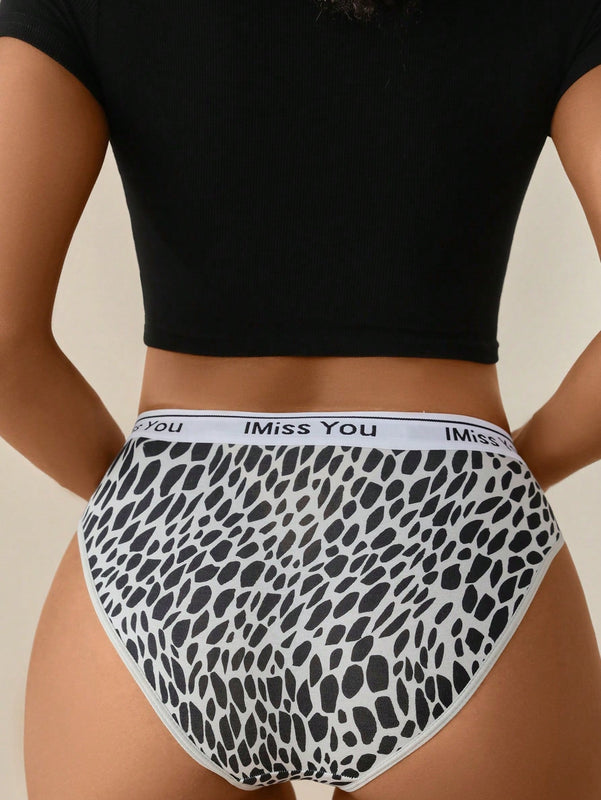 Pantalones Cortos Para Mujeres Con Triangulo Elastico Y Estampado De Alfabeto