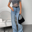 Camiseta Casual De Mujer Con Rayas De Cebra Para Trabajo Y Ocio