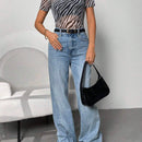 Camiseta Casual De Mujer Con Rayas De Cebra Para Trabajo Y Ocio