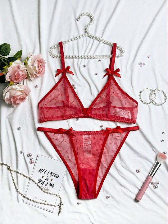 Conjunto De Lenceria De Malla Para Mujer De 2 Piezas Para La Temporada De Bodas