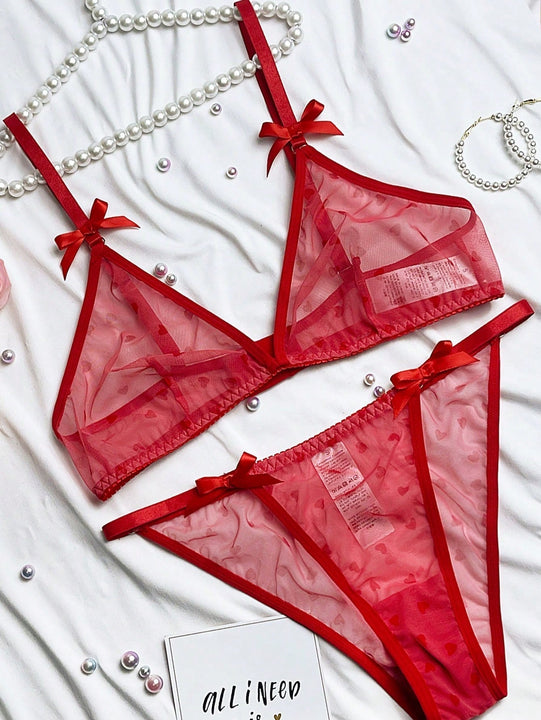 Conjunto De Lenceria De Malla Para Mujer De 2 Piezas Para La Temporada De Bodas