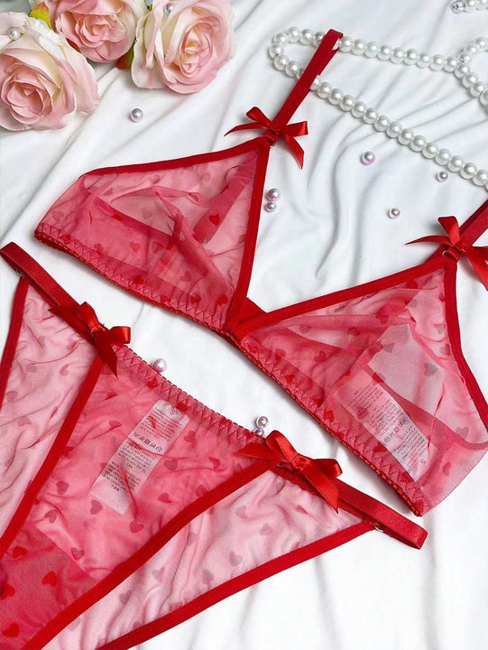 Conjunto De Lenceria De Malla Para Mujer De 2 Piezas Para La Temporada De Bodas