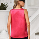 Clasi Blusa Sin Mangas De Cuello En V Y Color Solido Para Mujeres