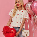 LUNE Blusa De Verano Para Mujer Blanca De Manga Corta Con Patron De Corazon De Amor Para El Dia De San Valentin