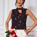 Clasi Camisa Sin Mangas Con Estampado De Corazon Con Forma De Corazon Ahuecado