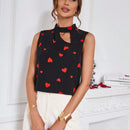 Clasi Camisa Sin Mangas Con Estampado De Corazon Con Forma De Corazon Ahuecado