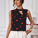 Clasi Camisa Sin Mangas Con Estampado De Corazon Con Forma De Corazon Ahuecado