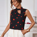 Clasi Camisa Sin Mangas Con Estampado De Corazon Con Forma De Corazon Ahuecado