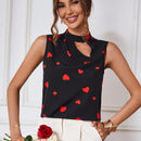 Clasi Camisa Sin Mangas Con Estampado De Corazon Con Forma De Corazon Ahuecado