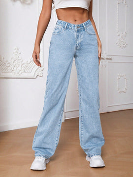Jeans De Pierna Recta Para Senoras