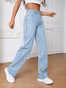 Jeans De Pierna Recta Para Senoras