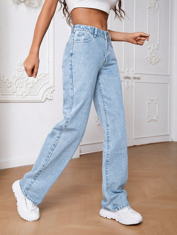 Jeans De Pierna Recta Para Senoras
