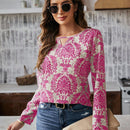 LUNE Camisa Con Estampado Completo De Mujer Con Cuello Recortado