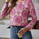 LUNE Camisa Con Estampado Completo De Mujer Con Cuello Recortado