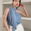 DAZY Camisa De Mujer Sin Mangas Con Cuello Asimetrico