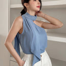 DAZY Camisa De Mujer Sin Mangas Con Cuello Asimetrico