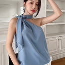 DAZY Camisa De Mujer Sin Mangas Con Cuello Asimetrico