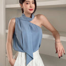 DAZY Camisa De Mujer Sin Mangas Con Cuello Asimetrico