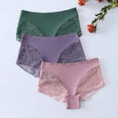 3 Piezas/set Panty Corto De Mujer Con Encaje Insertado