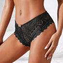 4 Piezas/set Panties Triangulares Sexys Con Encaje De Baja Altura Para Mujer En Negro