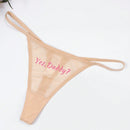 Ropa Interior Sexy De Encaje Transpirable Y De Tanga Con Detalles De Letra En Ingles Para Mujer