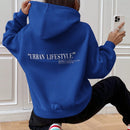 Ezwear sudadera con capucha de manga larga de unicolor con estampado de letra, uso casual diario