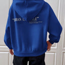 Ezwear sudadera con capucha de manga larga de unicolor con estampado de letra, uso casual diario